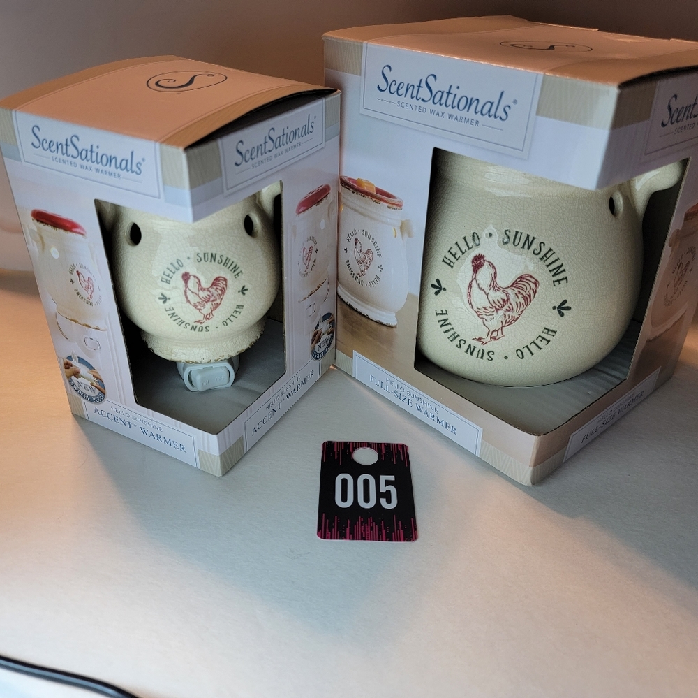 Scent Sationals Wax Warmer /  Scentsy Pot "Hello Sunshine" SET County Chicken